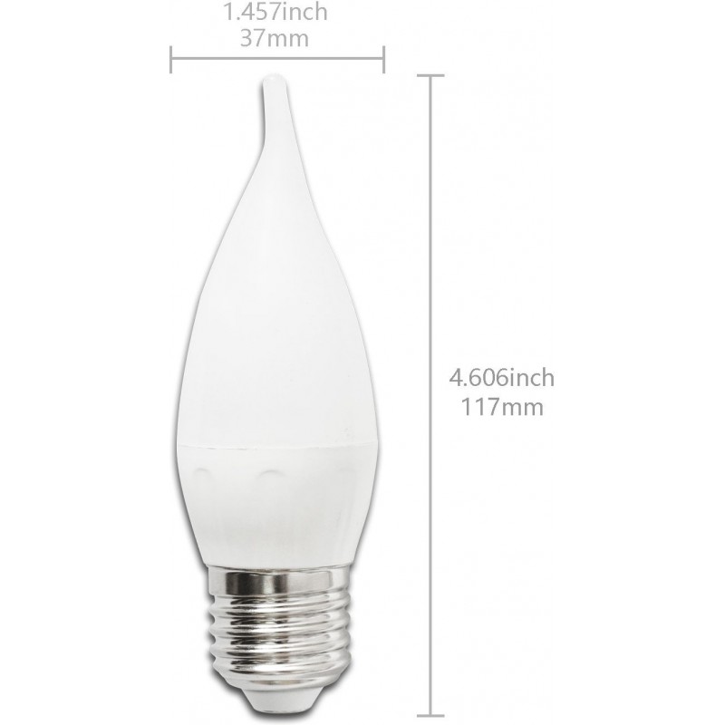 7,95 € Free Shipping | 5 units box LED light bulb 4W E27 3000K Warm light. Ø 3 cm. LED candle White Color