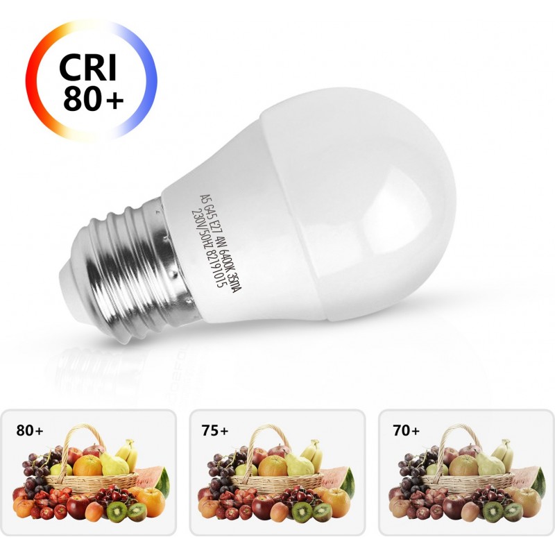 5,95 € Free Shipping | 5 units box LED light bulb 4W E27 LED G45 Spherical Shape Ø 4 cm. led balloon White Color