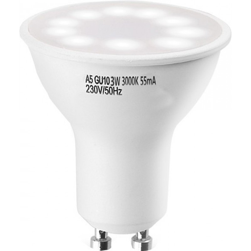 7,95 € Free Shipping | 5 units box LED light bulb 3W GU10 LED 3000K Warm light. Ø 5 cm. White Color