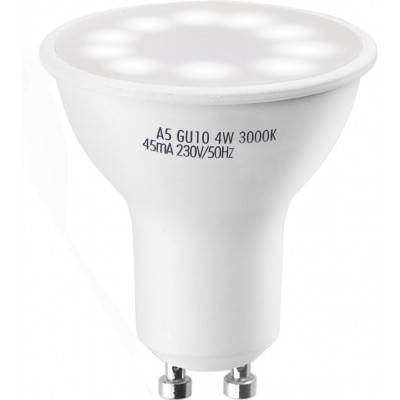 Caixa de 5 unidades Lâmpada LED 4W GU10 LED 3000K Luz quente. Ø 5 cm. Cor branco