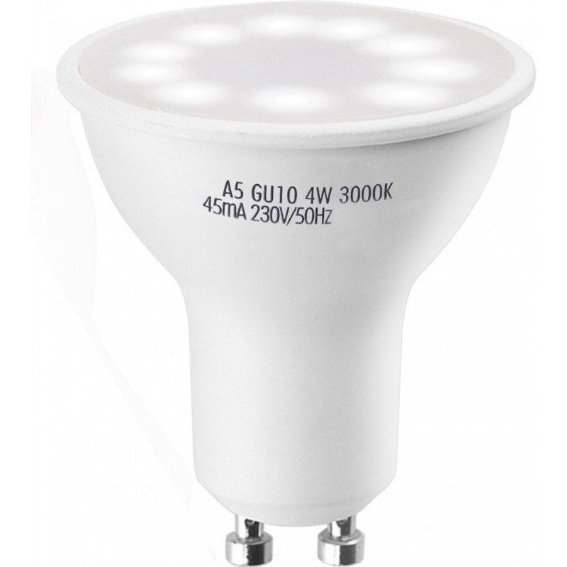 7,95 € Бесплатная доставка | Коробка из 5 единиц Светодиодная лампа 4W GU10 LED 3000K Теплый свет. Ø 5 cm. Белый Цвет