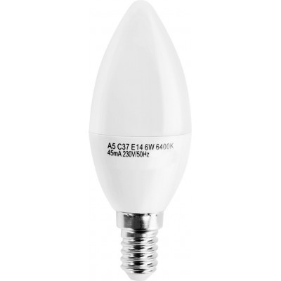 7,95 € Free Shipping | 5 units box LED light bulb 6W E14 LED C37 Ø 3 cm. LED candle White Color