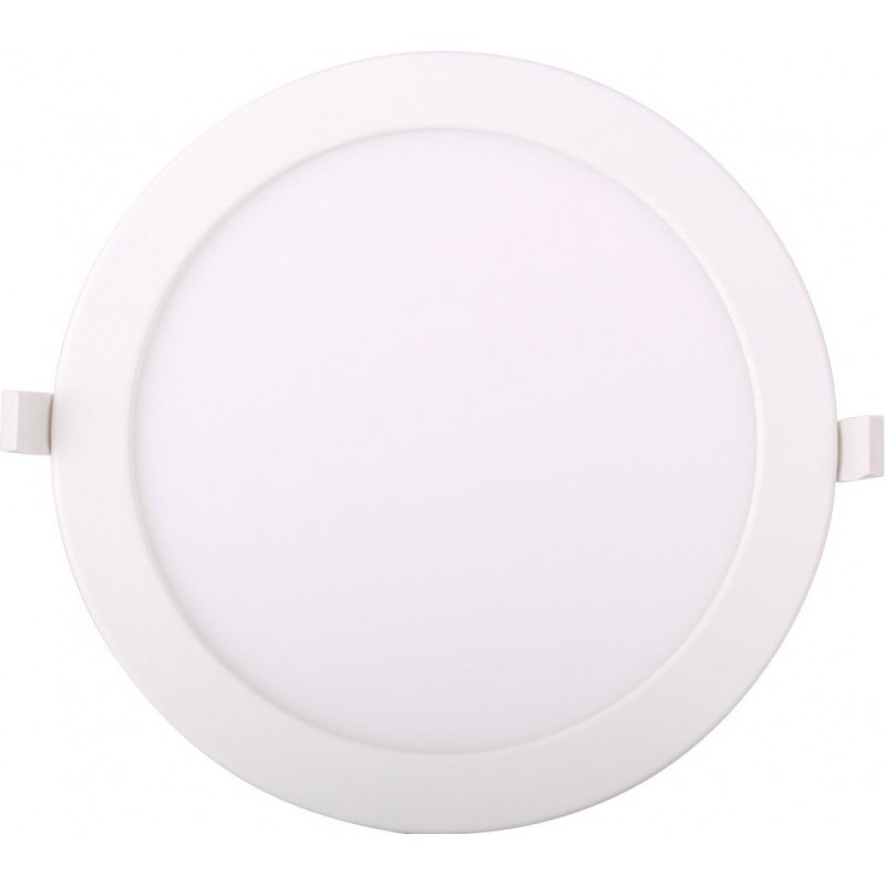 8,95 € Free Shipping | Recessed lighting 20W 3000K Warm light. Round Shape Ø 24 cm. Flat LED Downlight White Color