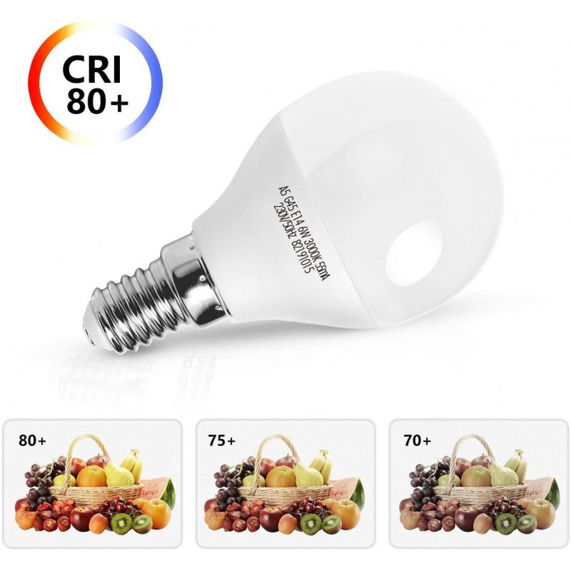 7,95 € Free Shipping | 5 units box LED light bulb 6W E14 LED 3000K Warm light. Ø 4 cm. wide angle LED PMMA and Polycarbonate. White Color