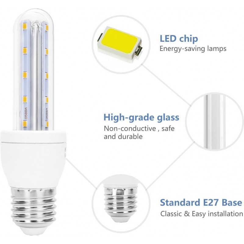 12,95 € Free Shipping | 5 units box LED light bulb 6W E27 3000K Warm light. 13 cm