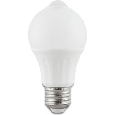 5 units box LED light bulb 6W E27 LED A60 6500K Cold light. Ø 6 cm. Wide angle LED. Infrared sensor Aluminum and Plastic. White Color