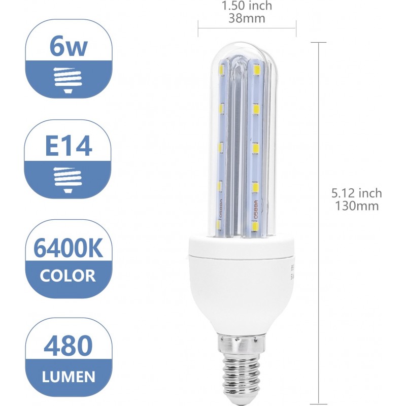 12,95 € Free Shipping | 5 units box LED light bulb 6W E14 LED 13 cm