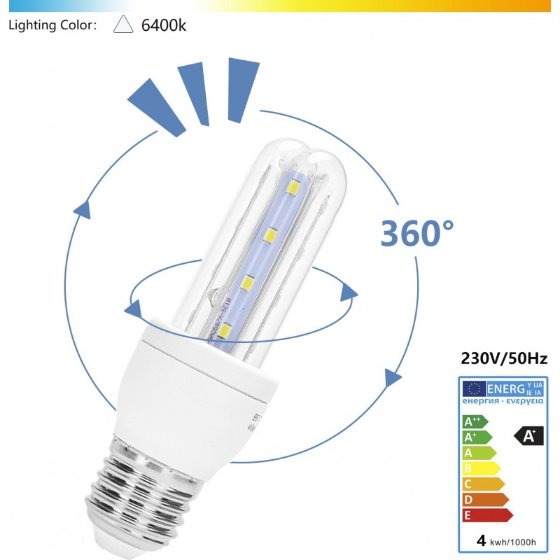11,95 € Free Shipping | 5 units box LED light bulb 4W E27 12 cm