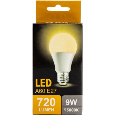 17,95 € Kostenloser Versand | 10 Einheiten Box LED-Glühbirne 9W E27 LED A60 3000K Warmes Licht. Ø 6 cm. Weitwinkel-LED Weiß Farbe