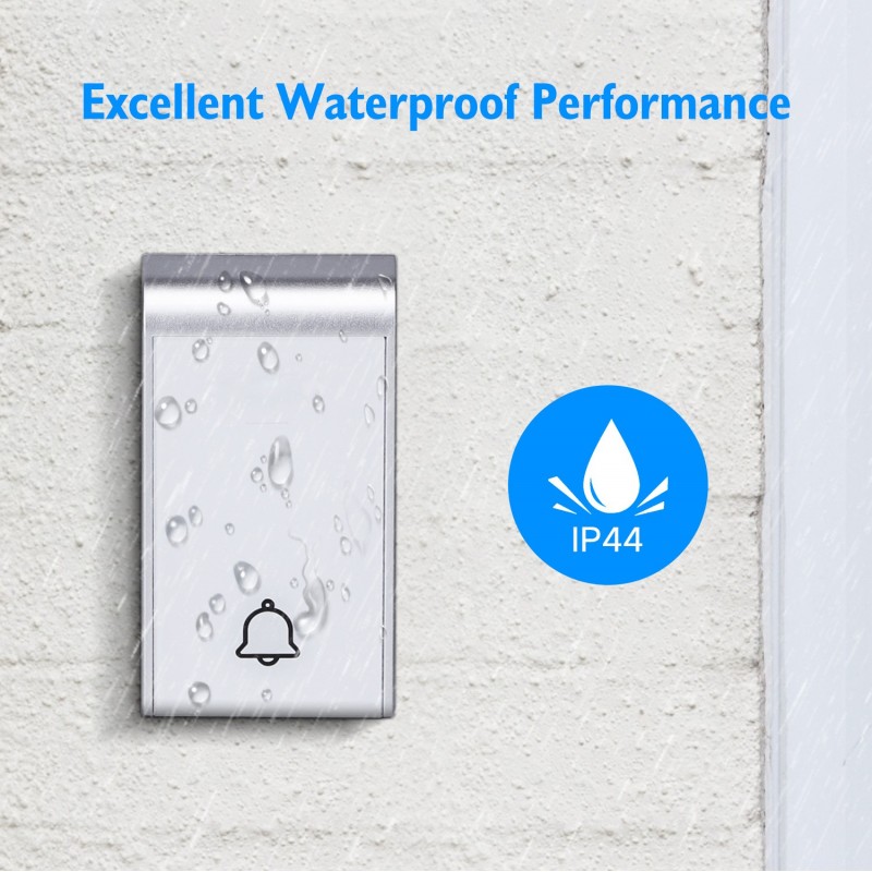 47,95 € Free Shipping | 5 units box Home appliance 0.6W Outdoor door bell. Wireless and waterproof. Adjustable volume. 36 Melodies ABS and Acrylic. White and silver Color