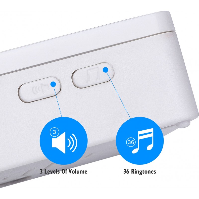 67,95 € Free Shipping | 8 units box Home appliance 0.3W Doorbell. Wireless and portable for outdoors. Waterproof. Adjustable volume. 36 Melodies ABS and Acrylic. White and black Color