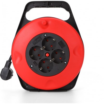 22,95 € Free Shipping | Lighting fixtures 3000W 1000 cm. Heavy duty extension cord. Rollable and anti-flammable. 4 power outlets. 10 meters Black and red Color