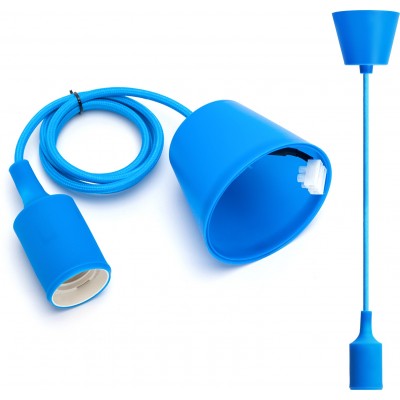 吊灯 60W 100 cm. 挂灯座。 E27 插座。 1米摆锤和吊装 有机玻璃 和 聚碳酸酯. 蓝色的 颜色