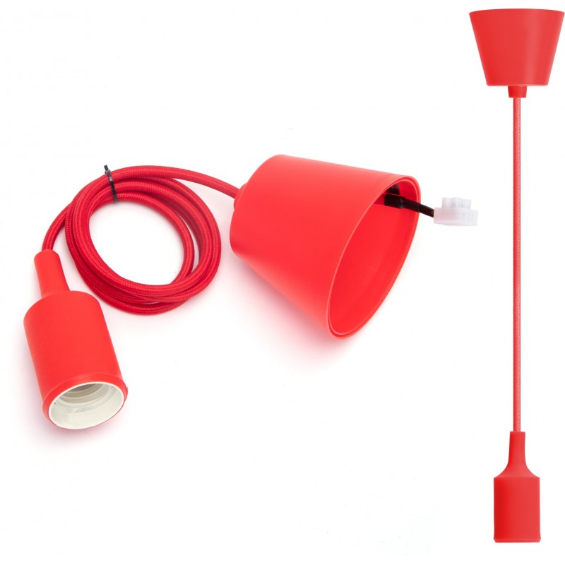 4,95 € Бесплатная доставка | Подвесной светильник 60W 100 cm. Подвесной держатель для лампы. розетка Е27. 1-метровый маятник и потолочное крепление ПММА и Поликарбонат. Красный Цвет