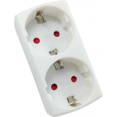 5 units box Lighting fixtures 3680W 8×8 cm. European plug adapter with 2 sockets PMMA. White Color