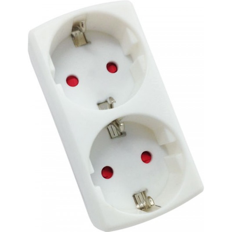 12,95 € Free Shipping | 5 units box Lighting fixtures 3680W 8×8 cm. European plug adapter with 2 sockets PMMA. White Color
