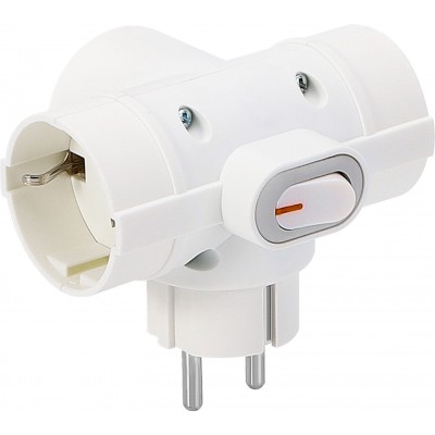 18,95 € Free Shipping | 5 units box Lighting fixtures 3680W European plug adapter with 3 sockets and switch Pmma. White Color