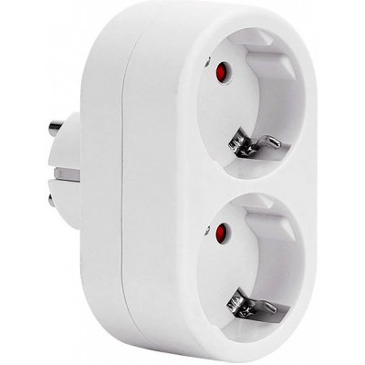 5 units box Lighting fixtures 3680W 9×8 cm. Adapter with 2 multiple European plugs PMMA. White Color
