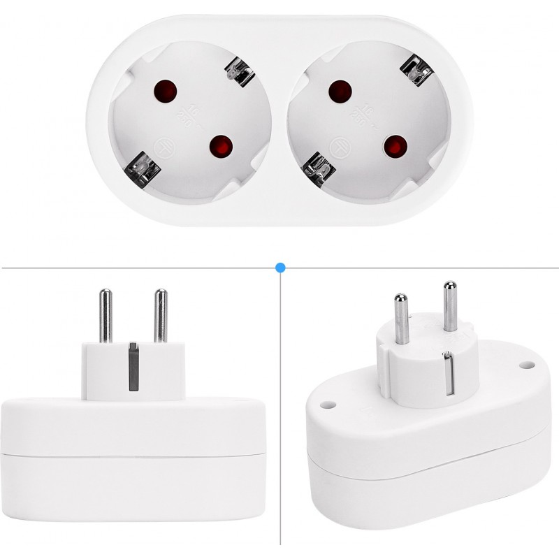 11,95 € Free Shipping | 5 units box Lighting fixtures 3680W 9×8 cm. Adapter with 2 multiple European plugs PMMA. White Color