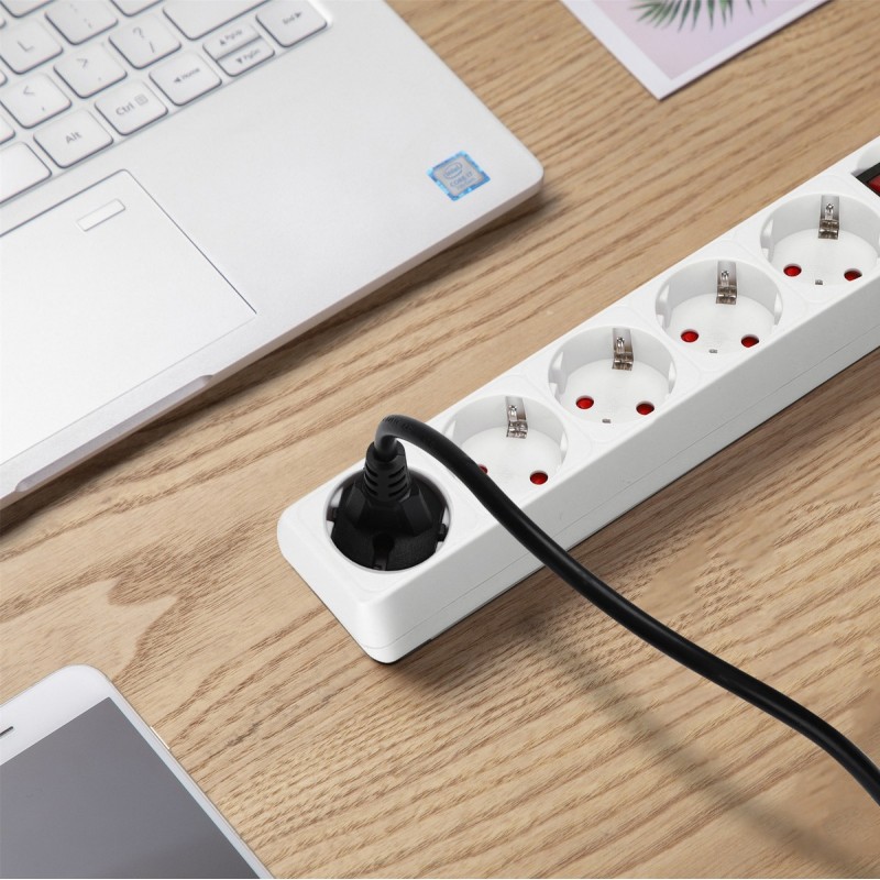 19,95 € Free Shipping | 5 units box Lighting fixtures 3680W 27×5 cm. Cordless power strip with 5 sockets and switch PMMA. White Color