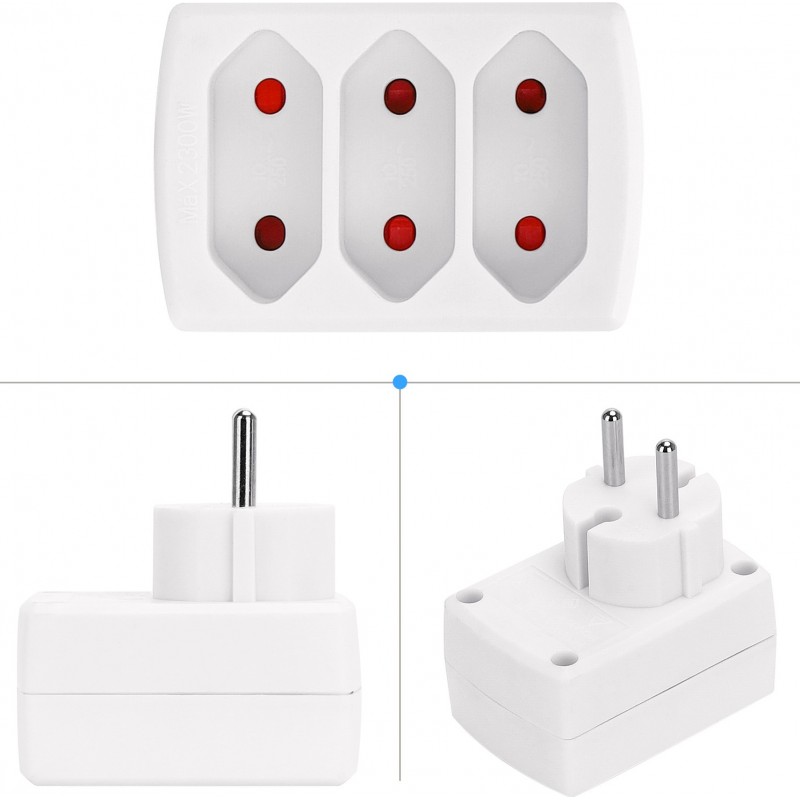 10,95 € Free Shipping | 5 units box Lighting fixtures 2300W 7×7 cm. European plug adapter with 3 sockets PMMA. White Color