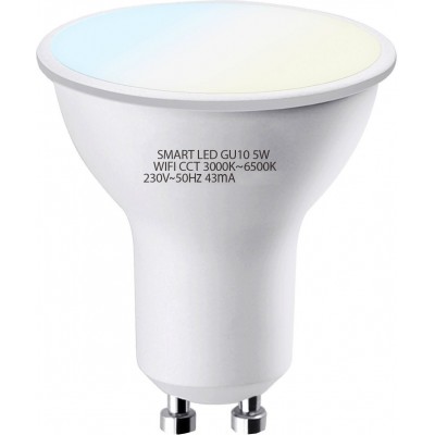 5 Einheiten Box Fernbedienung LED-Lampe 5W GU10 LED Ø 5 cm. Intelligente LEDs. W-lan. Dimmbar. Kompatibel mit Alexa und Google Home PMMA und Polycarbonat. Weiß Farbe