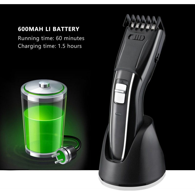 18,95 € Free Shipping | Personal care 3W 18×5 cm. Cordless hair clipper. Includes 5 position guide comb. Rechargeable battery. stainless steel sheets ABS and Stainless steel. Black Color