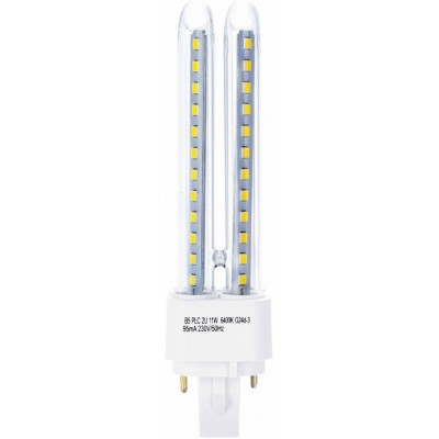 18,95 € Free Shipping | 5 units box LED light bulb 11W G24 LED Ø 3 cm. Double LED Tube 2U