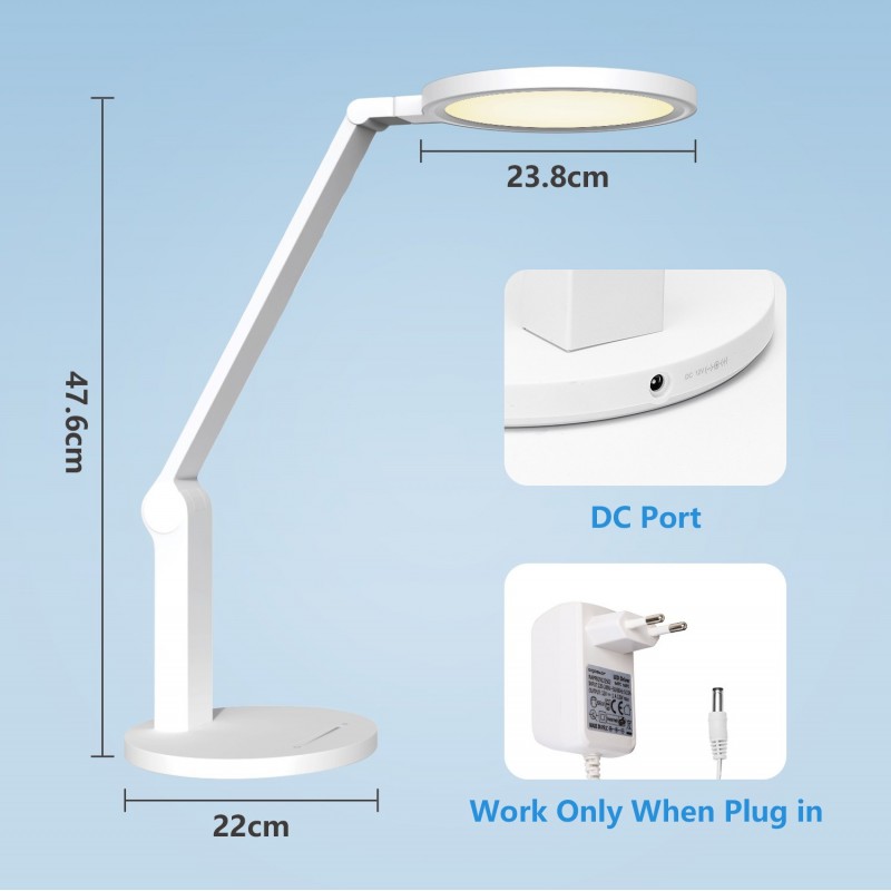 45,95 € Free Shipping | Desk lamp 15W 4000K Neutral light. 46×44 cm. touch control Dimmable. Eye protection LED. night light function PMMA and Polycarbonate. White Color