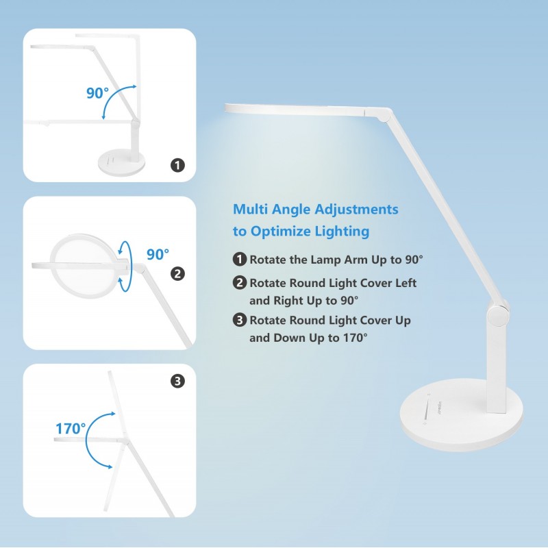 45,95 € Free Shipping | Desk lamp 15W 4000K Neutral light. 46×44 cm. touch control Dimmable. Eye protection LED. night light function PMMA and Polycarbonate. White Color