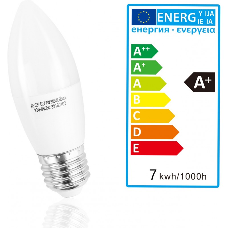 8,95 € Free Shipping | 5 units box LED light bulb 7W E27 Ø 3 cm. LED candle White Color