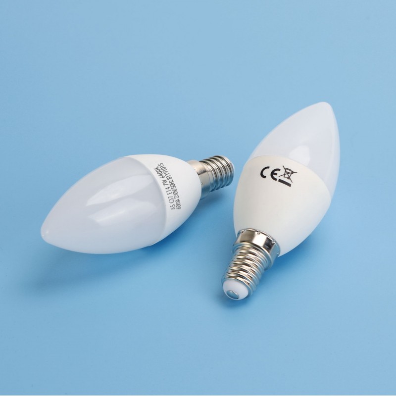 7,95 € Free Shipping | 5 units box LED light bulb 7W E14 LED C37 Ø 3 cm. LED candle White Color