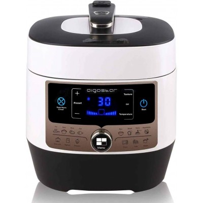135,95 € Free Shipping | Kitchen appliance Aigostar 1000W 35×34 cm. Intelligent and multifunctional pressure cooker Stainless steel, Aluminum and PMMA. White Color
