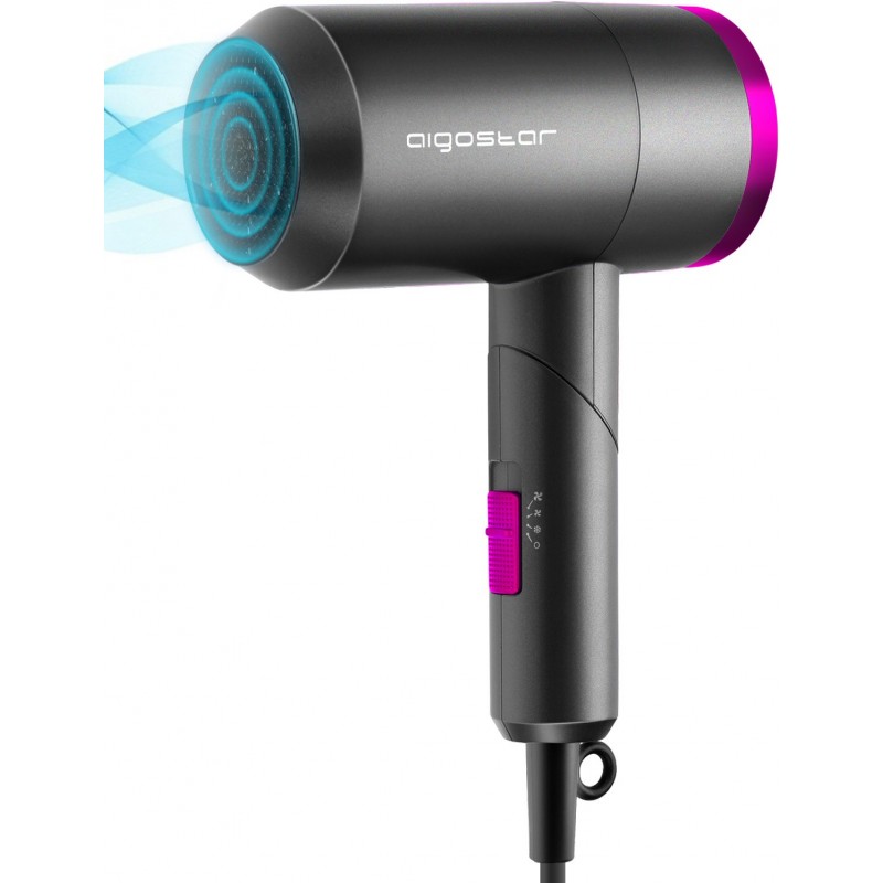 9,95 € Free Shipping | Personal care Aigostar 1800W 24×19 cm. Travel hair dryer Abs and polycarbonate. Gray Color