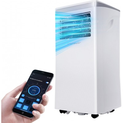 Ventilador de pé Aigostar 1000W 70×35 cm. Condicionador de ar portátil Wi-Fi inteligente ABS, Aço e Alumínio. Cor branco