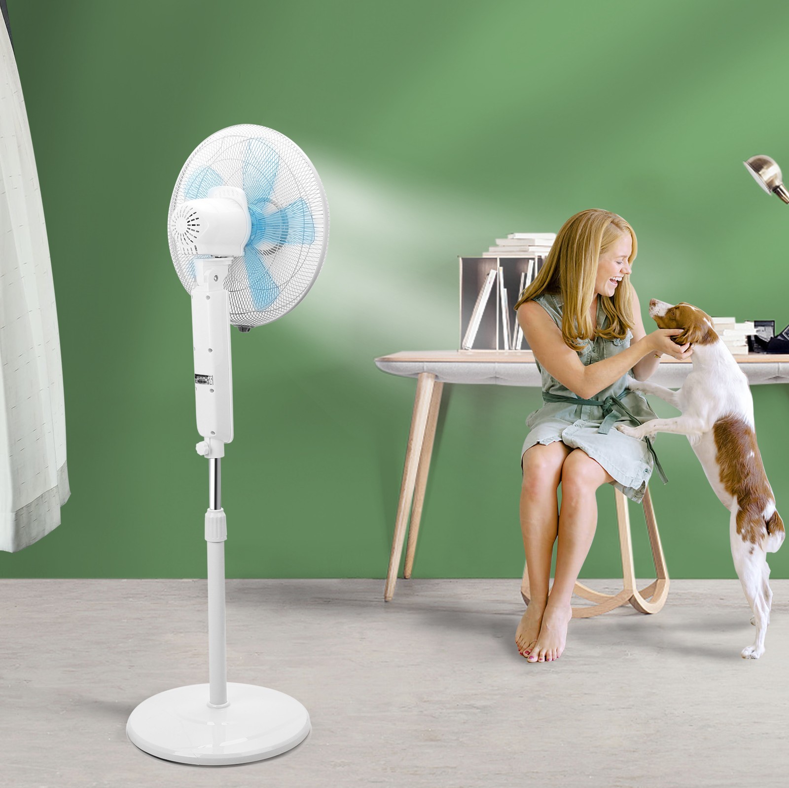 48,95 € Free Shipping | Pedestal fan Aigostar 50W 142×43 cm. Electronic floor fan with remote control Pmma. White Color