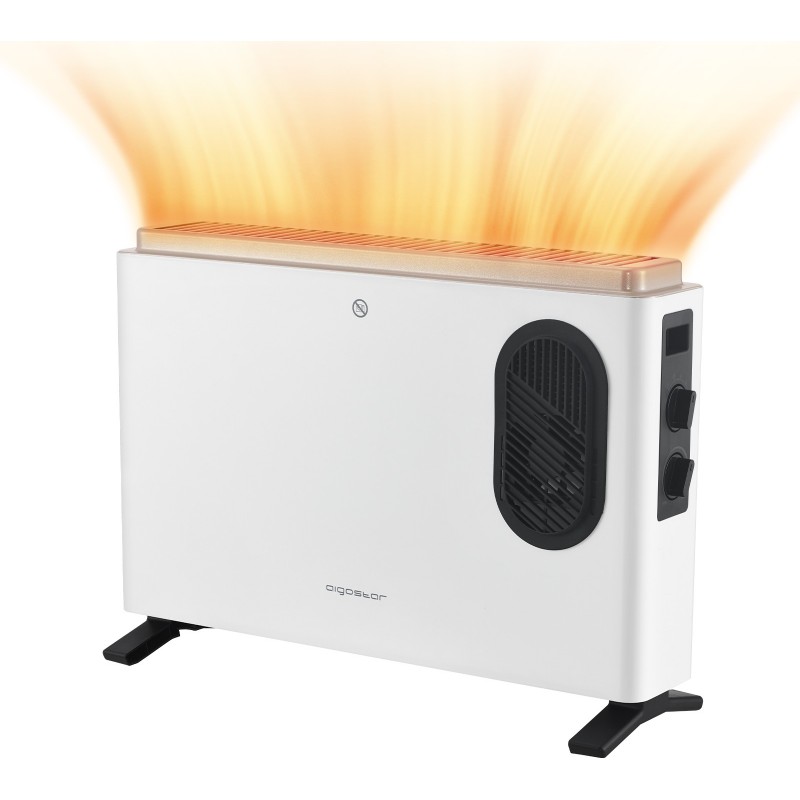 49,95 € Free Shipping | Heater Aigostar 2000W 53×38 cm. Convection heater with fan Steel. White Color