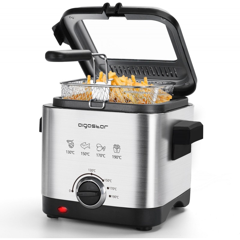 39,95 € Envoi gratuit | Appareil de cuisine Aigostar 1000W 25×24 cm. Mini-friteuse Acier inoxidable. Couleur argent