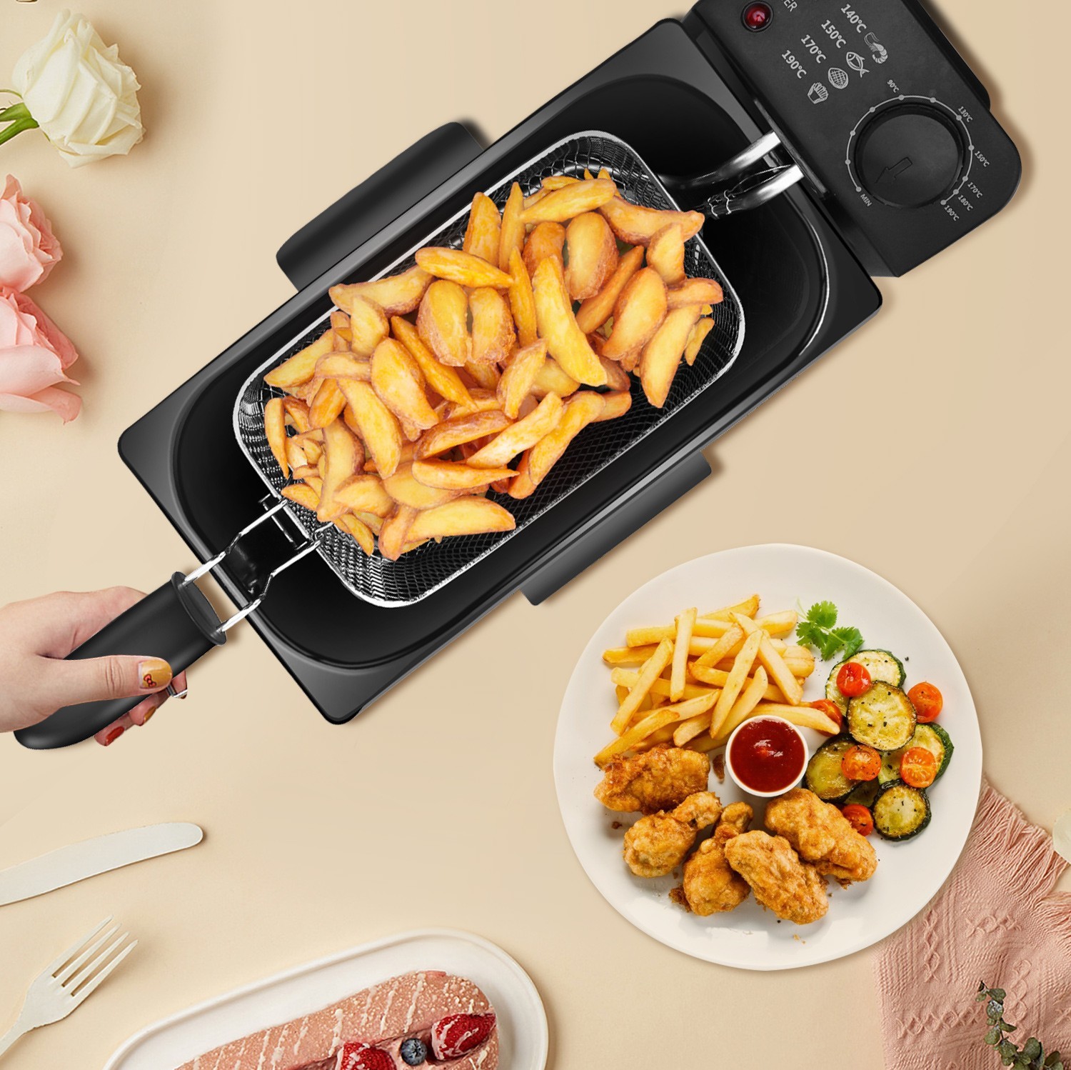 46,95 € Envoi gratuit | Appareil de cuisine Aigostar 2200W 41×23 cm. Friteuse version simple Acier inoxidable. Couleur acier inoxidable