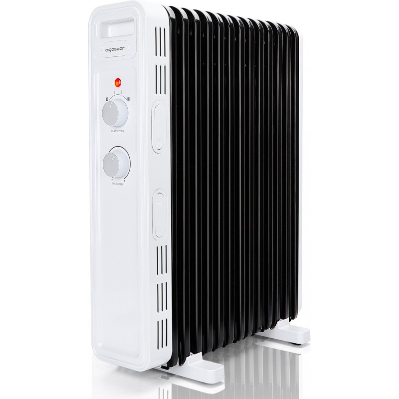 79,95 € Envío gratis | Calefactor Aigostar 2300W 57×39 cm. Radiador de aceite con 11 aletas en forma de U Acero. Color blanco y negro