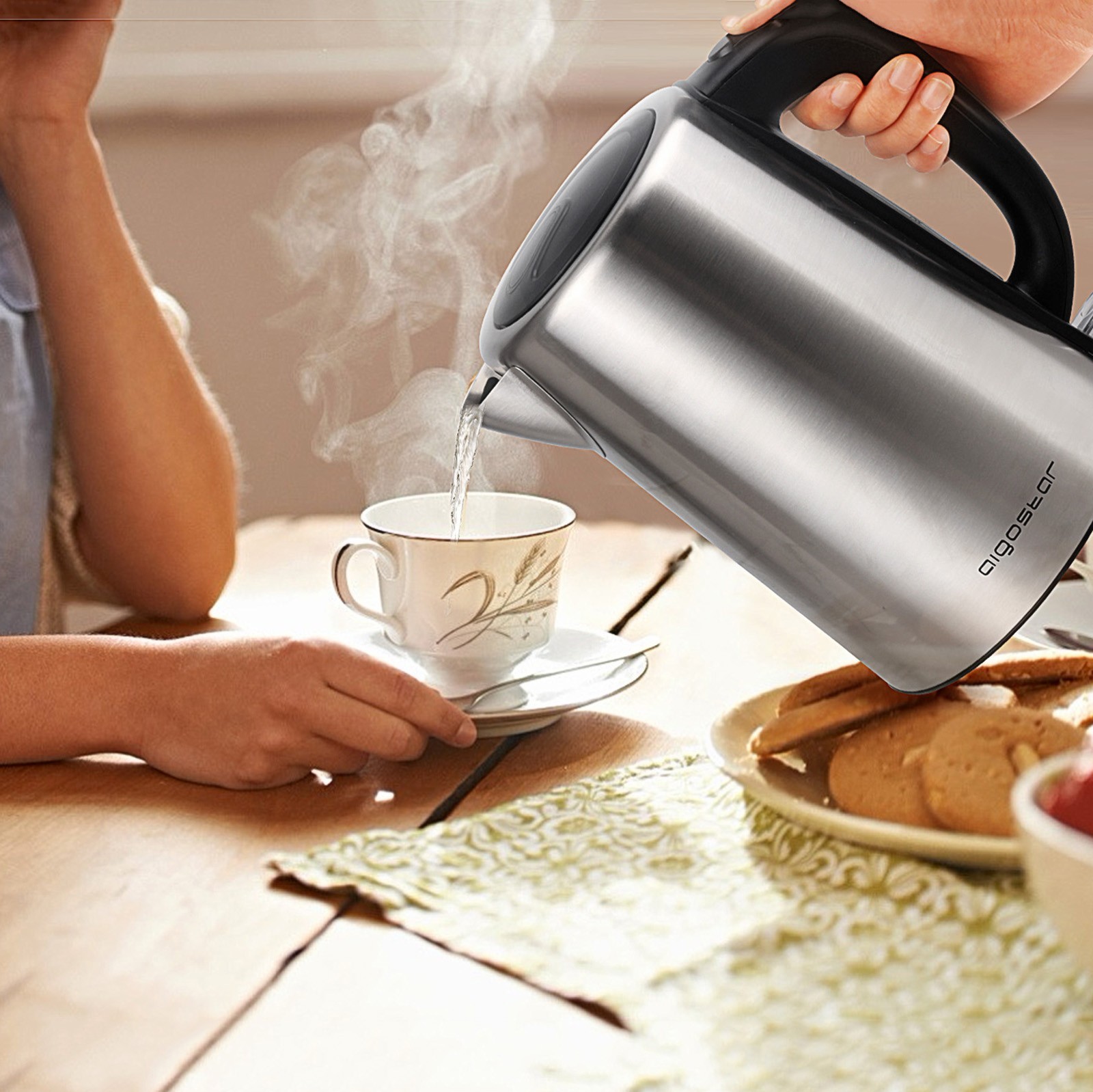 29,95 € Free Shipping | Kitchen appliance Aigostar 3000W 24×22 cm. Electric kettle 304 stainless steel. Silver Color