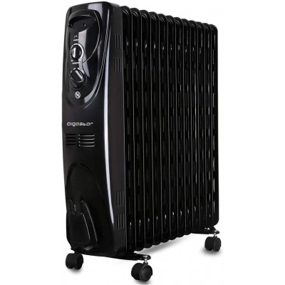 Calefactor Aigostar 2500W 64×61 cm. Radiador de aceite con 13 elementos Acero. Color negro