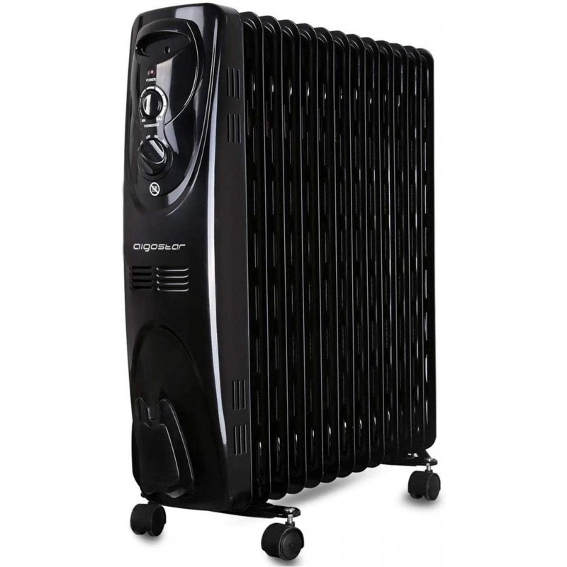 78,95 € Free Shipping | Heater Aigostar 2500W 64×61 cm. Oil radiator with 13 elements Steel. Black Color