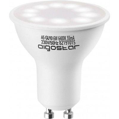 Caixa de 5 unidades Lâmpada LED Aigostar 6W GU10 LED Ø 5 cm. Cor branco