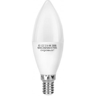 3,95 € Free Shipping | 5 units box LED light bulb Aigostar 4W E14 LED C37 3000K Warm light. Ø 3 cm. LED candle White Color