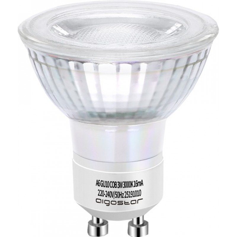 12,95 € Envio grátis | Caixa de 5 unidades Lâmpada LED Aigostar 3W GU10 LED 3000K Luz quente. Ø 5 cm. Cristal