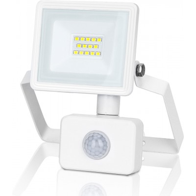 Foco proyector exterior Aigostar 10W 6400K Luz fría. 15×13 cm. Foco Slim LED con sensor Aluminio y Vidrio. Color blanco