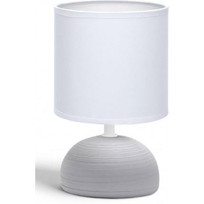 Lampada da tavolo Aigostar 40W 23×14 cm. paralume in tessuto Ceramica. Colore bianca e grigio