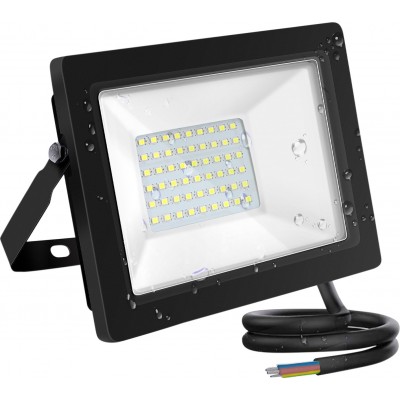 Proiettore da esterno Aigostar 30W 4000K Luce neutra. 21×18 cm. ultra fine Alluminio e bicchiere. Colore nero