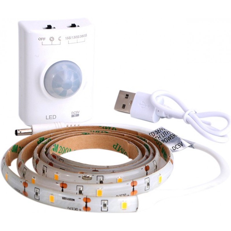 13,95 € 免费送货 | LED灯条和软管 Aigostar 1.5W 3000K 暖光. 100×1 cm. 带传感器的低压 LED 灯带 有机玻璃